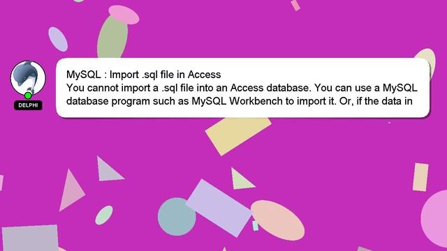 MySQL : Import .sql file in Access смотреть онлайн