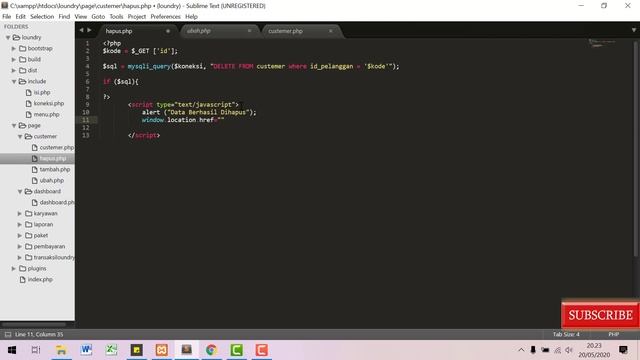 TUTORIAL APLIKASI LOUNDRY MEMBUAT BUTTON HAPUS DATA DAN MENAMPILAKAN DI WEB смотреть онлайн