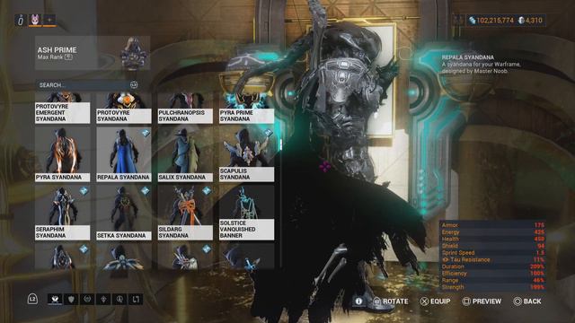 Warframe Ash Fashion Showcase - Alex's Caliginous Collection смотреть онлайн