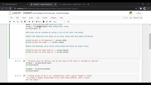 Numpy: part1: Creating an n dimensional array смотреть онлайн