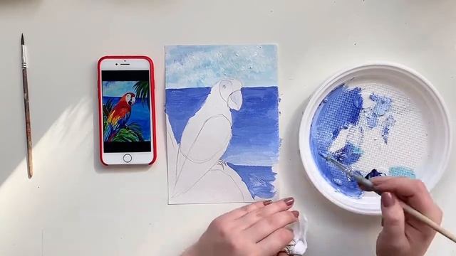 как ПРОСТО нарисовать попугая? Рисуем гуашью смотреть онлайн