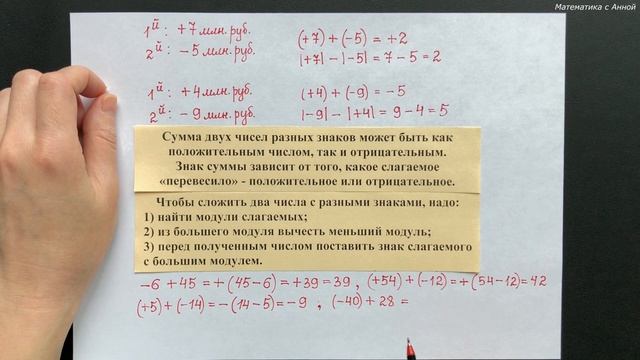 6 класс. Урок 13. Сложение и вычитание целых чисел: теория смотреть онлайн
