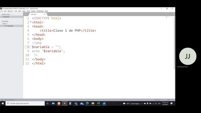 Clase PHP 1-1 Creación de variables, mostrar resultado variables y hacer comentarios смотреть онлайн