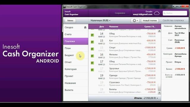 Inesoft Cash Organizer RUS Demo Android + Desktop смотреть онлайн