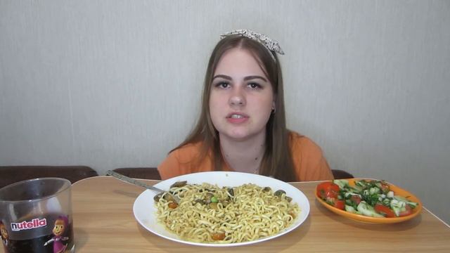 Измену не прощу! Мукбанг лапша с грибами и соусом терияки и салат. смотреть онлайн