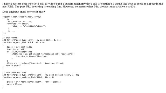 Wordpress: Custom URLs in post types make it impossible to view archive смотреть онлайн