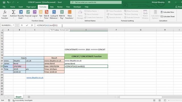 CONCAT and CONCATENATE Function in Excel смотреть онлайн