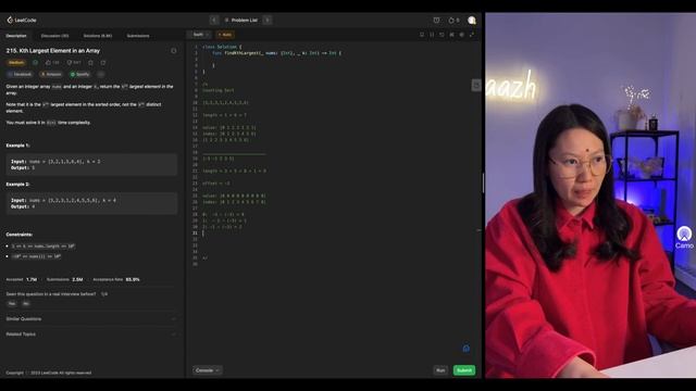 LeetCode 215 - Kth Largest Element in an Array O(n) | Решение с объяснением | Swift смотреть онлайн