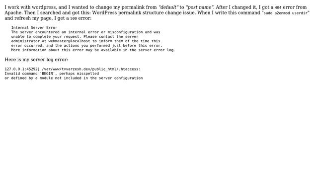 Wordpress: Internal Server Error apache смотреть онлайн