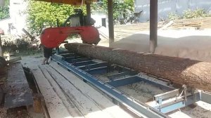 Пилим брус ленточной пилой