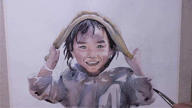 Мальчуган - Акварель - скоростная живопись смотреть онлайн