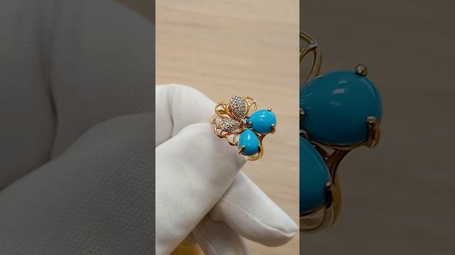 Золотое кольцо 585 с бирюзой #ювелирныеукрашения #кольцо #золото смотреть онлайн