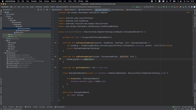 Приложение чат 1 Список диалогов MVVM + LiveData смотреть онлайн