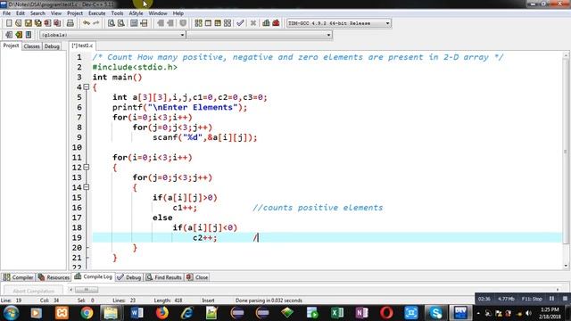 Count how many positive, negative and zero elements are present in 2 D array in c programming смотреть онлайн