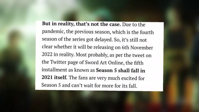 Sword Art Online Season 5 Release Date Clarification смотреть онлайн