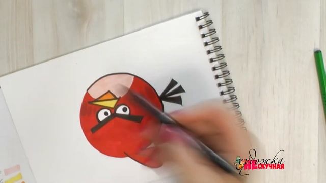 Рисуем Энгри Бердз. Ред и Чак злые птички из игры Angry Birds. смотреть онлайн