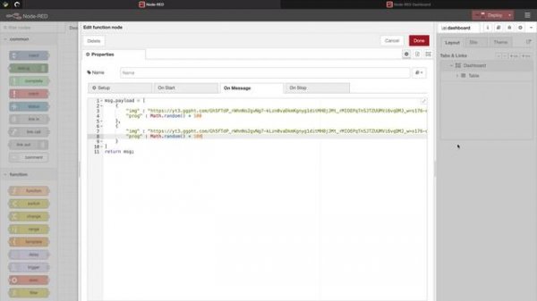 Node-Red: Dashboard UI Table Formats
