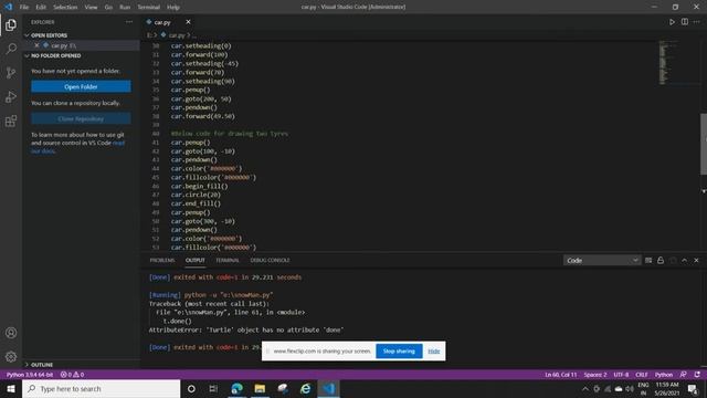 Draw car using python & tutrtle #python #cars смотреть онлайн