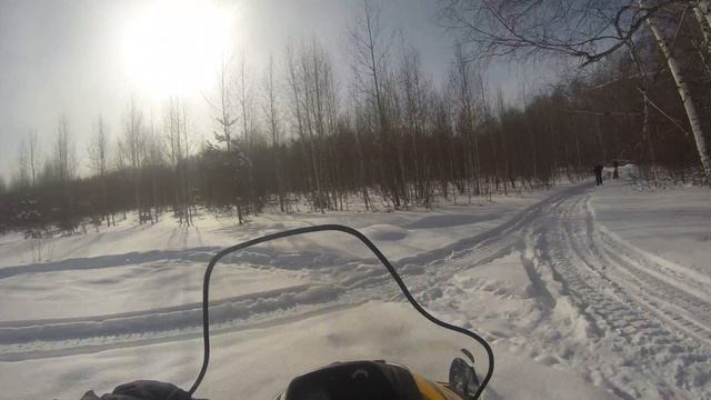 Покатушки на снегоходе в Благовещенке, поле и по лесу смотреть онлайн