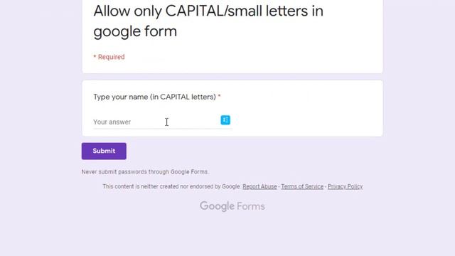 ALLOW ONLY CAPITAL or small LETTERS IN GOOGLE FORMS смотреть онлайн