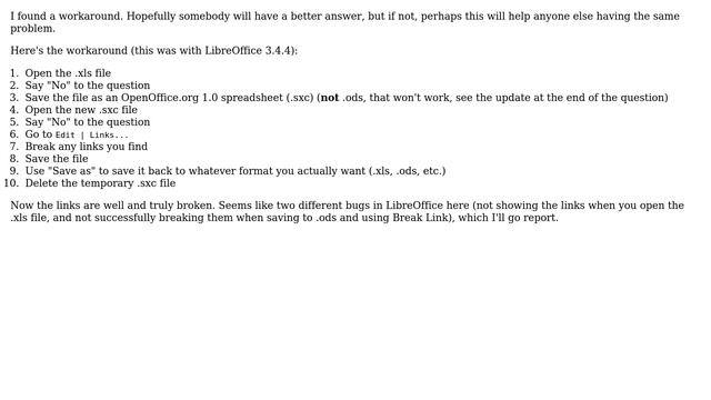 Why does LibreOffice Calc ask about updating links in Excel 2007 .xls file when Edit s смотреть онлайн