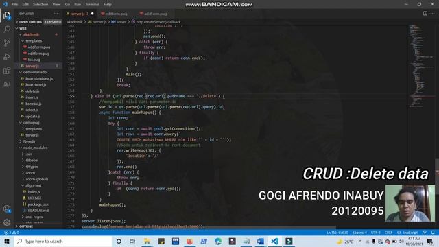 #55 .CRUD Delete data ke database MariaDB dengan Node.js смотреть онлайн