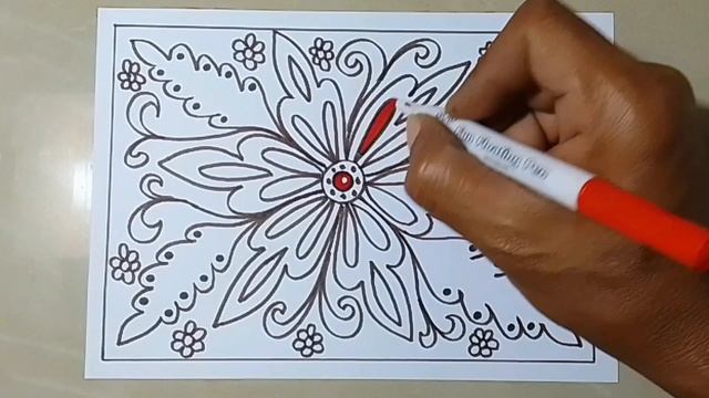 How to draw batik flower designs / Drawing Flowers easy. смотреть онлайн