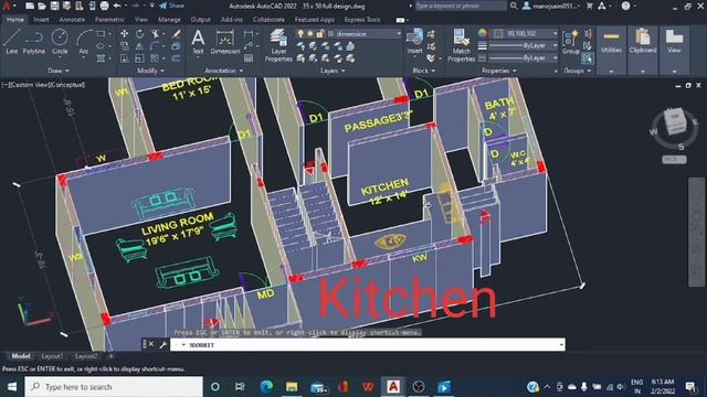 50' X 35' House design by AutoCAD смотреть онлайн