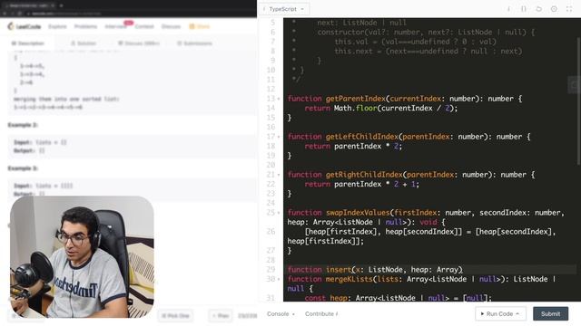 Leetcode 23 - Merge k Sorted Lists (MinHeap/LinkedList/TypeScript) смотреть онлайн