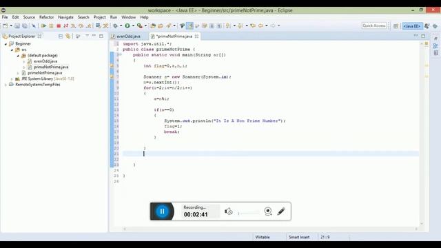 Java Tutorial #2| Check whether the number is prime or not смотреть онлайн