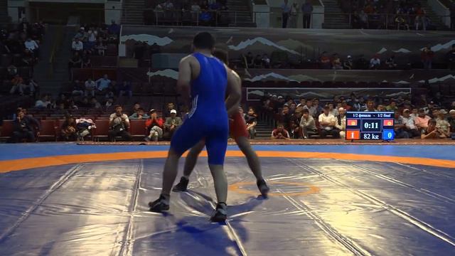 Борьба. Турнир Санатбаева-2019. 82 кг 1\2 Жандыралы уулу Чынтемир (KGZ)-Элбек Урайимов (KGZ) смотреть онлайн