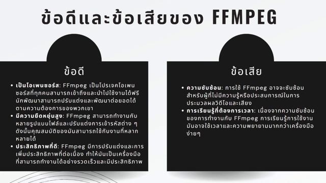 แนะนำการใช้งาน FFmpeg โปรแกรมแปลง VDO สำหรับโปรแกรมเมอร์ เขียนโปรแกรมตัดต่อวีดีโอ ไฟล์เสียง Python смотреть онлайн