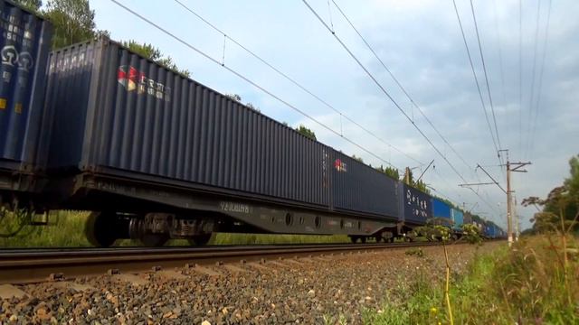 Электровоз 2ЭС6-710 "Синара" с контейнерным грузовым поездом, Большая Московская Окружная ж/д смотреть онлайн