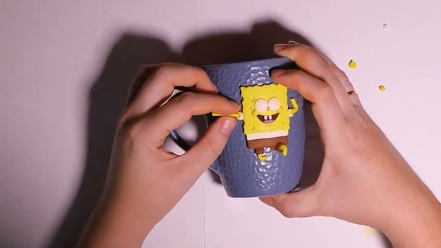 Мастер-класс: Декор кружки Спанч Боб из полимерной глины FIMO/polymer clay tutorial смотреть онлайн