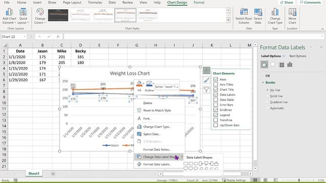 MS Excel Line Chart with Markers смотреть онлайн