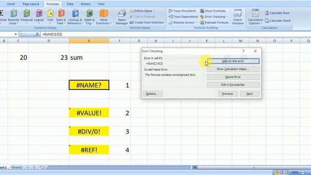 Error Checking,Error Checking In Ms Excel,formula Auditing, Excel,how To Use Error Checking ,