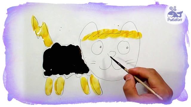 5 кошек, рисуем мультик для детей, РыбаКит. смотреть онлайн