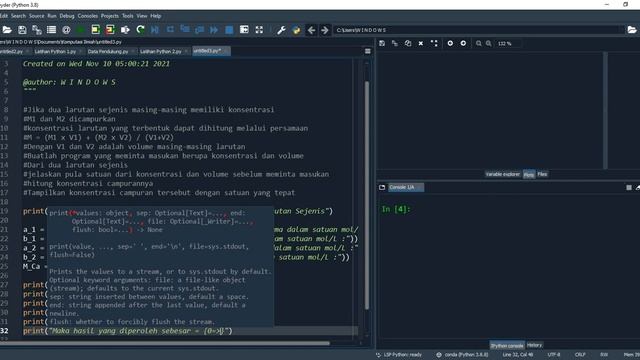 Latihan Membuat Program Kimia Menggunakan Python 3.8 - Spyder (Part 6) смотреть онлайн