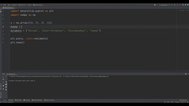 Создание круговых диаграмм на python (питон) смотреть онлайн