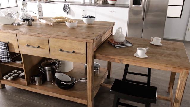 Tali Reclaimed Wood Extendable Kitchen Island by iNSPIRE Q Classic
