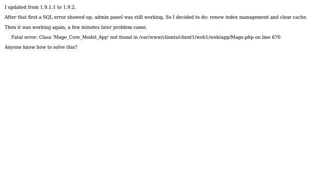 Magento: Fatal error: Class 'Mage_Core_Model_App' not found in app/Mage.php on line 670 смотреть онлайн