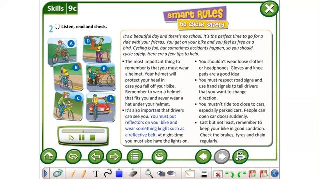 Excel 6 M 9 ex 2 p 104 Smart rules to cycle safely L&R смотреть онлайн