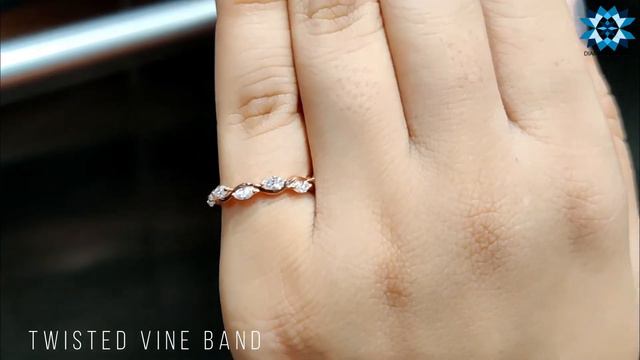 0.75 TCW Colorless Marquise-Cut Moissanite Twisted Vine Wedding Band | Bridal Set | Anniversary Gif смотреть онлайн