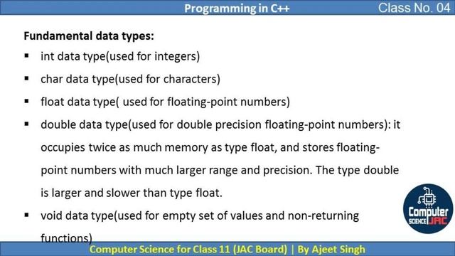Data Types | Fundamental DT | Derived DT | Data Type Modifier (Computer Science , Class 11) смотреть онлайн