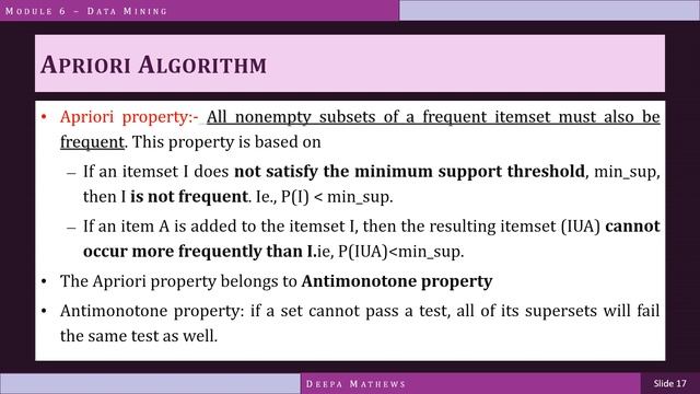 KTU | MCA | RLMCA205-DBMS | Association Rules - Apriori Algorithm смотреть онлайн