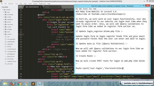 #63 Make E-com website in Laravel 5.6 | User Login Functionality | Login Form jQuery Validations смотреть онлайн