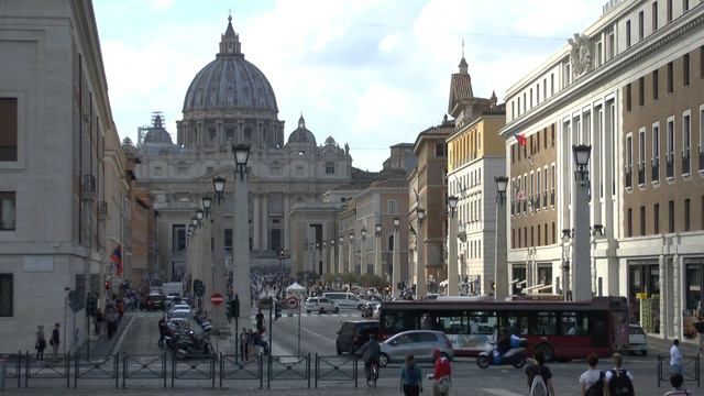 Rome Italy Vatican View of the Basilica di San Pietro and Via della Conciliazione смотреть онлайн