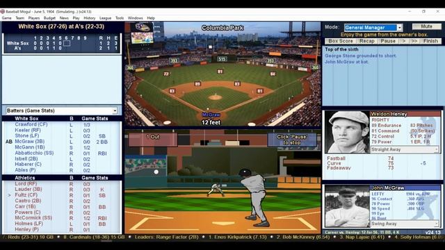 DH 716 Baseball Mogul Year 1904 Chicago White Sox at Philadelphia Athletics смотреть онлайн