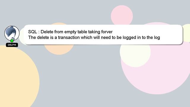 SQL : Delete from empty table taking forver смотреть онлайн