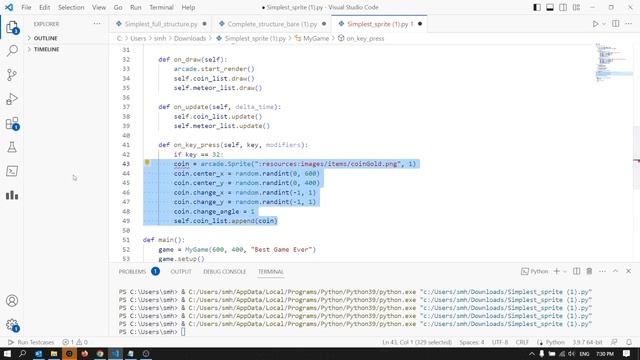 Introduction to working with sprites in Python arcade - video 3 смотреть онлайн